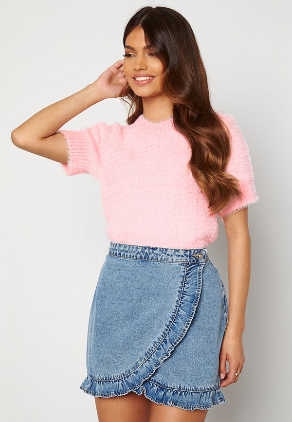 Blue Vanilla Fluffy Knit Top Pink