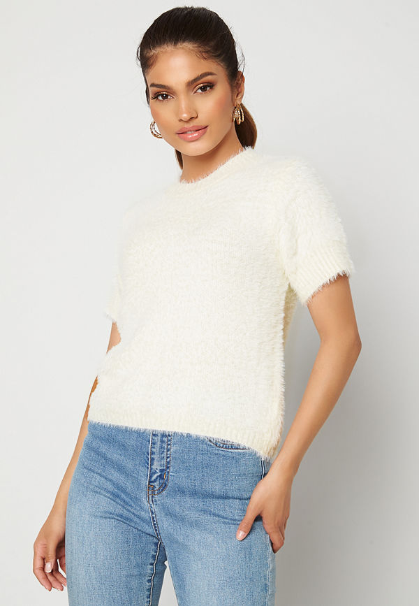 Blue Vanilla Fluffy Knit Top Ivory