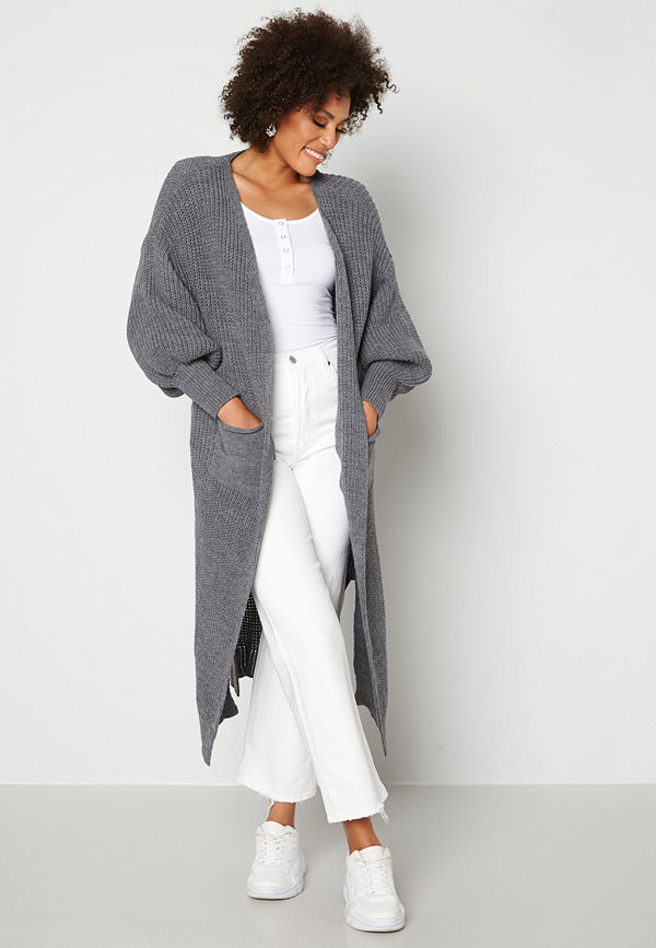Blue Vanilla Edge To Edge Longline Cardigan Grey