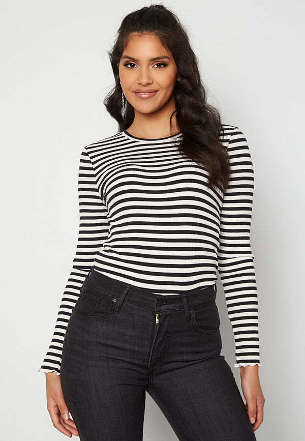 Selected Femme Anna LS Crew Neck Tee Black Stripes