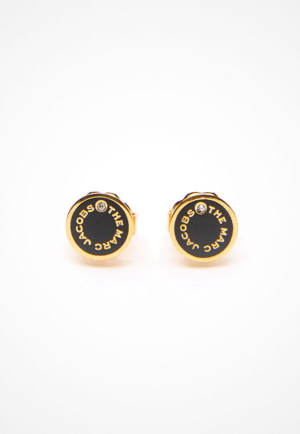 The Marc Jacobs örhängen The Medallion Studs Earrings 001 Black/Gold