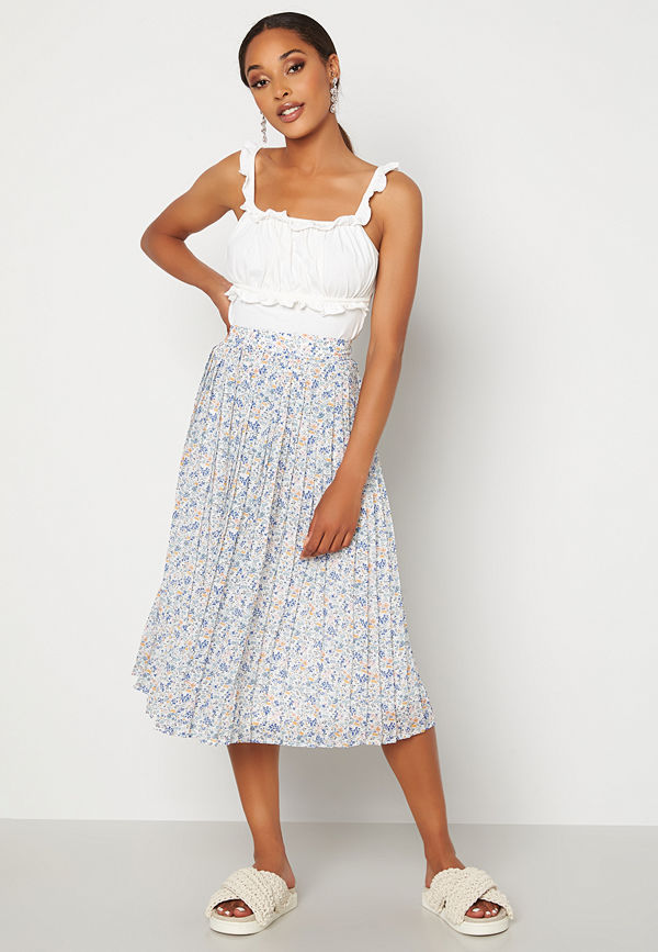 Vila Blossoms Plisse Skirt Cloud Dancer