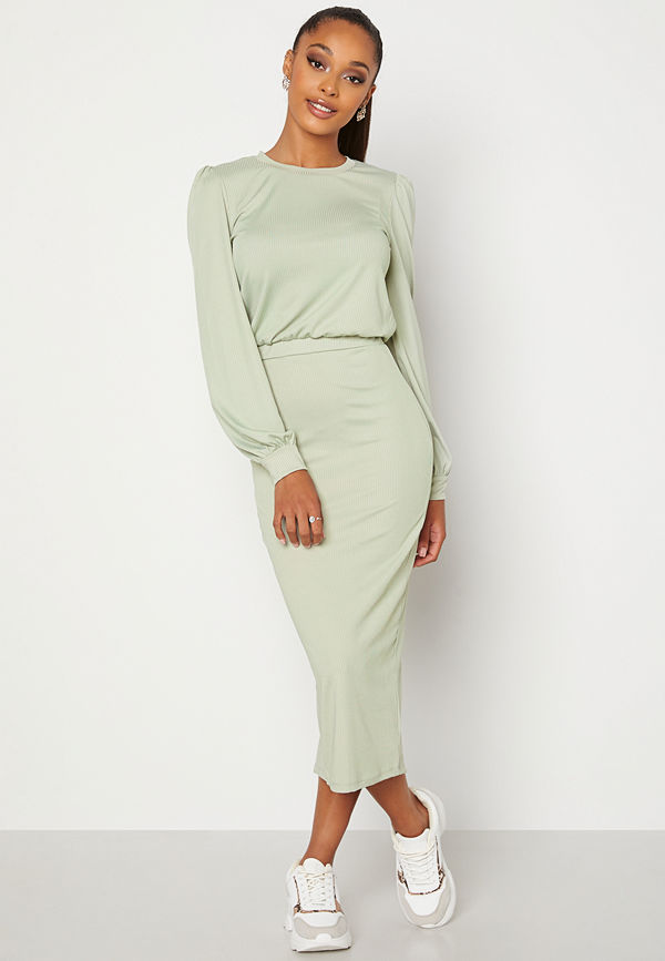 Bubbleroom Besa rib dress Dusty green