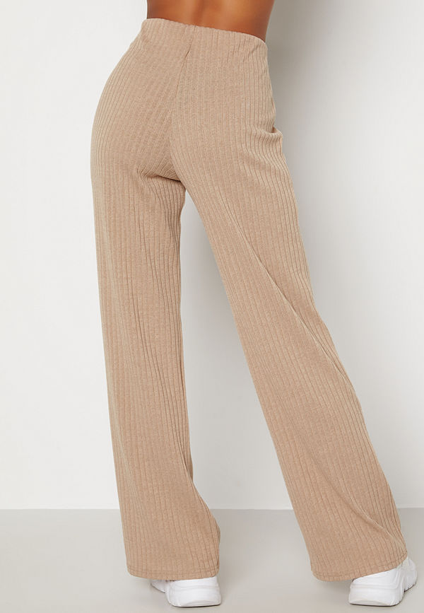 Bubbleroom byxor Zilla fine knitted trousers Beige melange