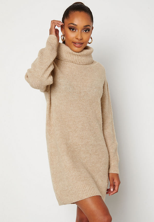 Bubbleroom Melissi knitted sweater dress Beige