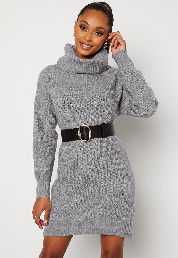 Bubbleroom Melissi knitted sweater dress Grey-blue