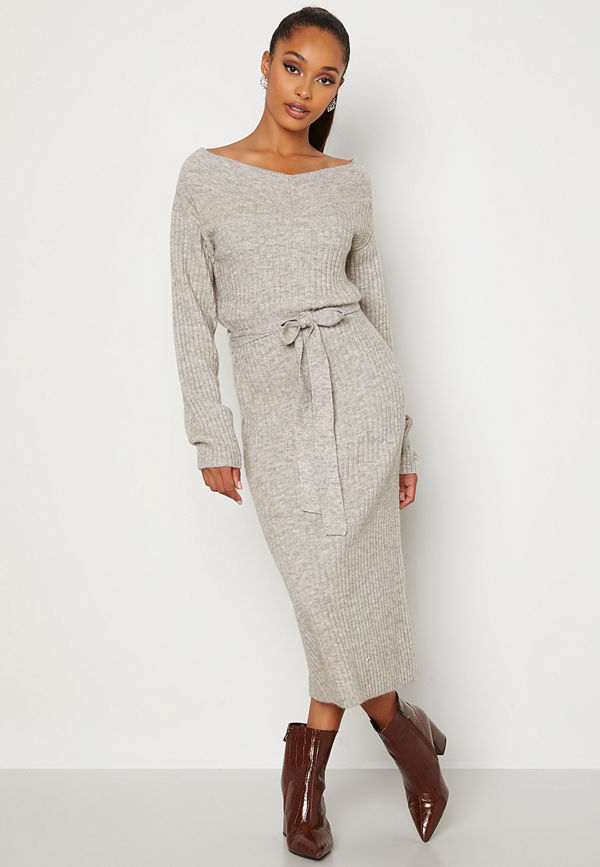 Bubbleroom Meline knitted dress Grey melange