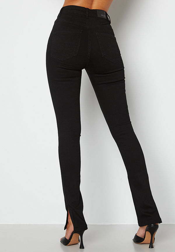 Bubbleroom Bianca slit high waist superstretch jeans Black