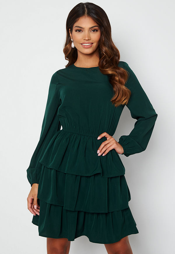 Happy Holly Astrid Flounce Dress Dark green