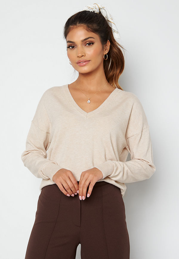 Object Collectors Item Thess L/S V-Neck Knit Silver Gray