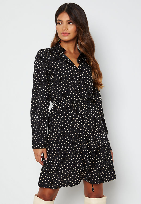 Bubbleroom Omarah shirt dress Black / Beige / Dotted