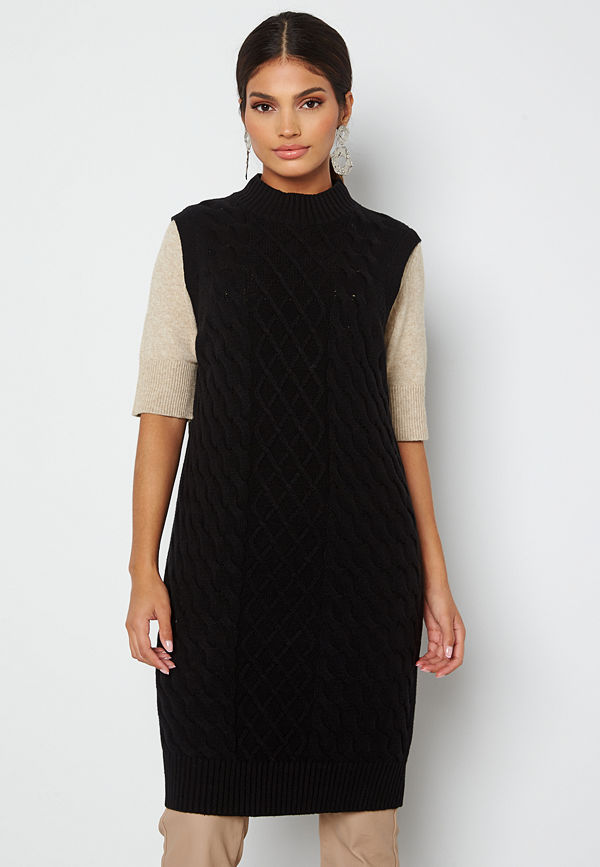 Vila Zuri Cable S/L Knit Vest Dress Black