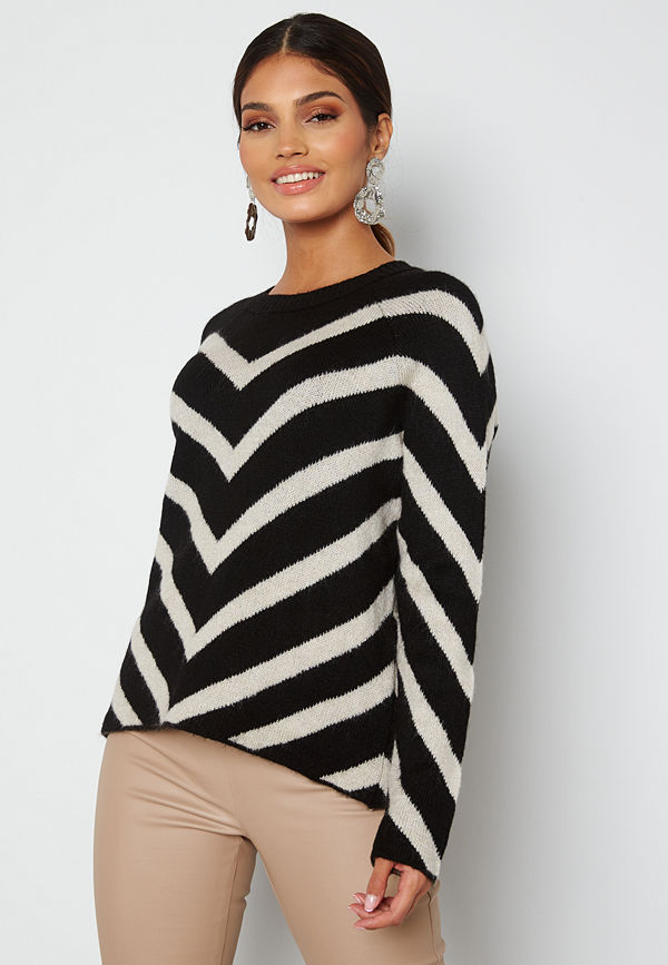 Only Leliza L/S Pullover Knit Black Pattern Cloud
