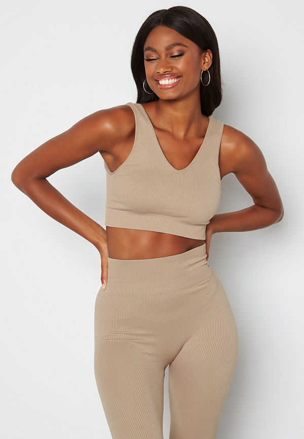 Pieces Elise Yoga Top Silver Mink