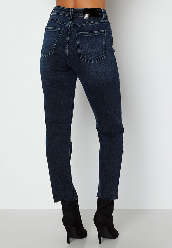 Only Emily Life HW ST Crop Ankle Jeans Blue Black Denim