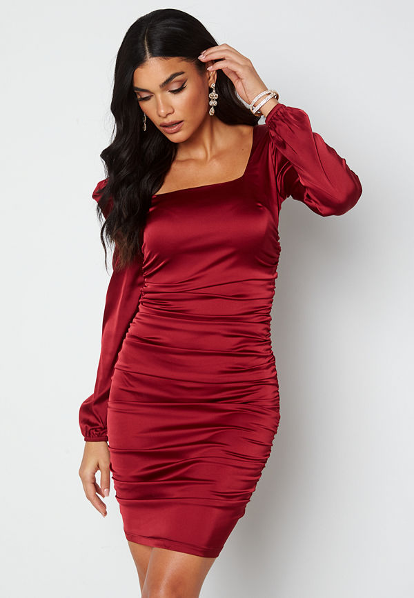 Chiara Forthi Cannelita Ruched Dress Dark red