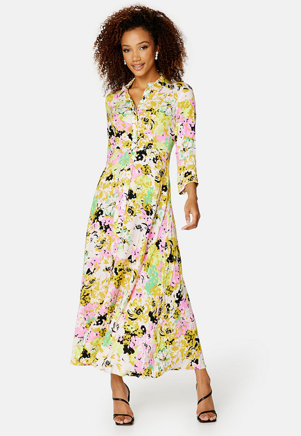 Y.a.s Savanna 3/4 Long Shirt Dress Golden Olive AOP:VIB