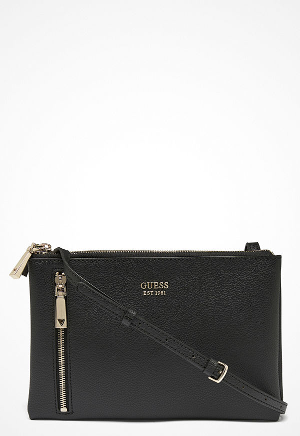 Guess svart axelväska Naya Double Zip Bag Black