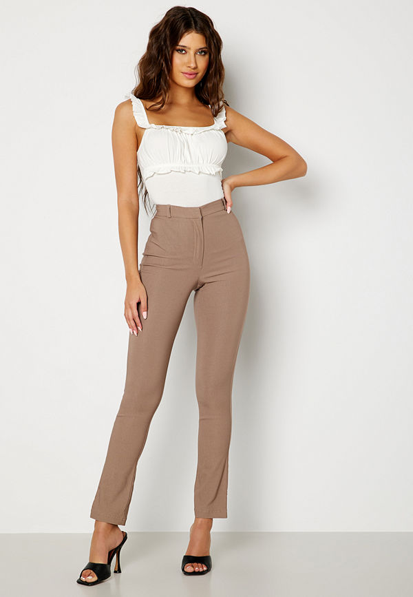 Bubbleroom byxor Everly High Waist Stretchy Trousers Nougat