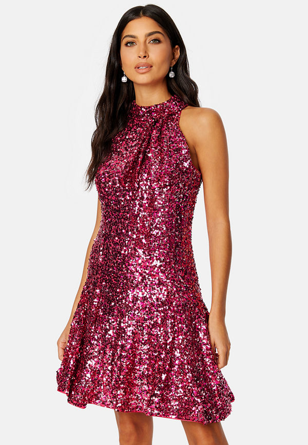 Forever New Dominique Hi-Neck Bow Mini Pink