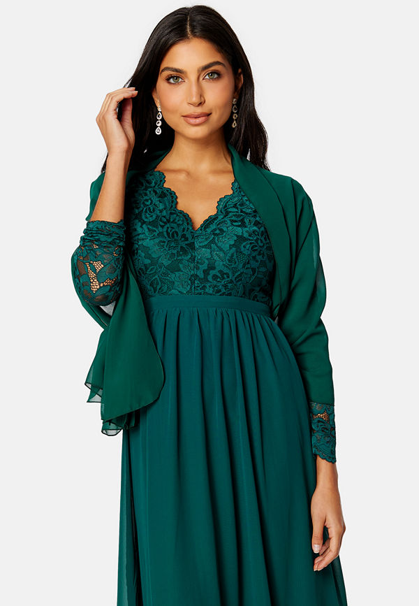 Bubbleroom Occasion Chiffon Shawl Dark green
