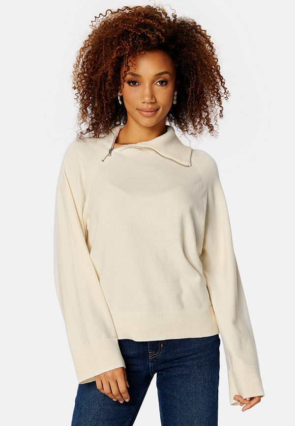 Vero Moda Vivian High Neck Half Zip Knit Birch
