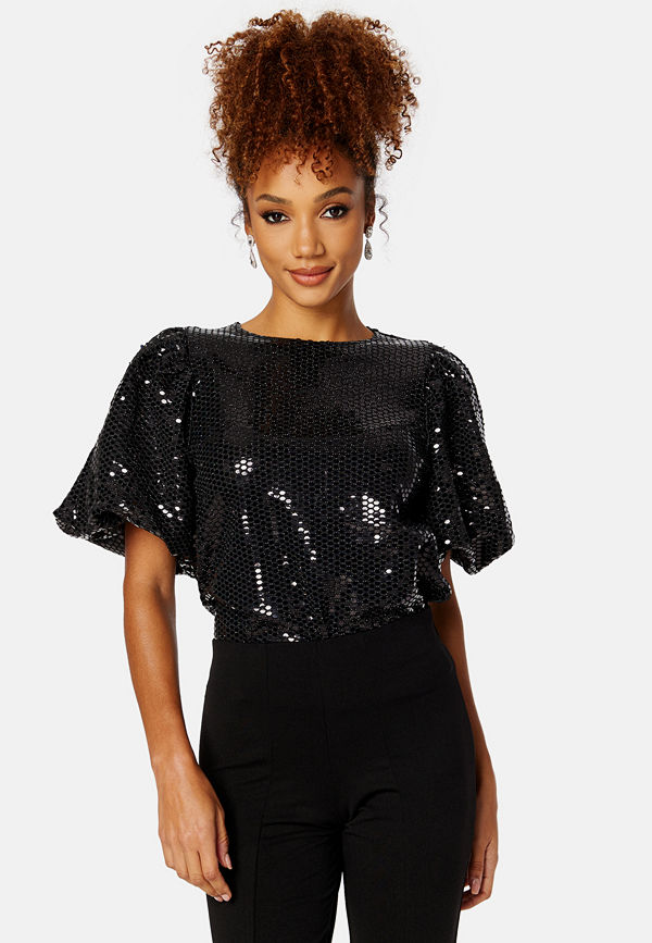 Selected Femme Sandy 2/4 O-Neck Top Black