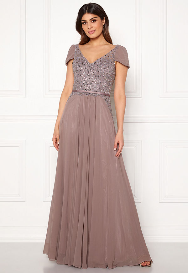 Susanna Rivieri Short Sleeve Prom Dress Taupe