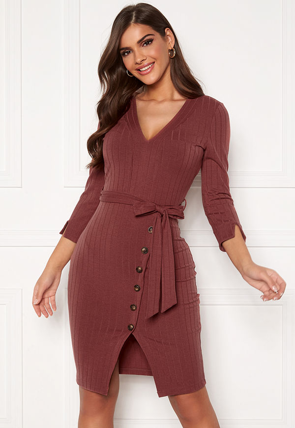 Chiara Forthi Maysie buttoned dress Dark heather pink