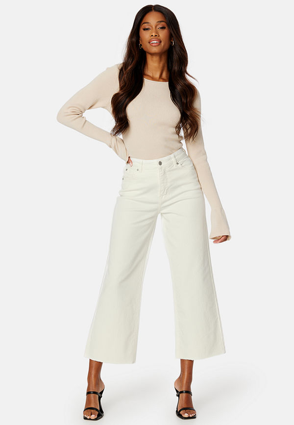 Bubbleroom Cropped Wide Jeans Offwhite