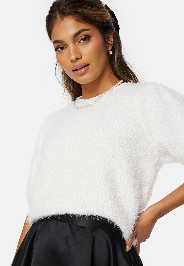 Pieces PCFee SS O-Neck Knit Top Cloud Dancer