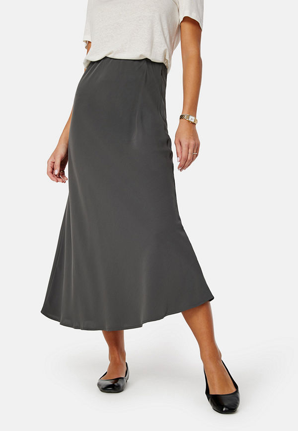 Pieces Pcfranan HW Midi Skirt Dark grey