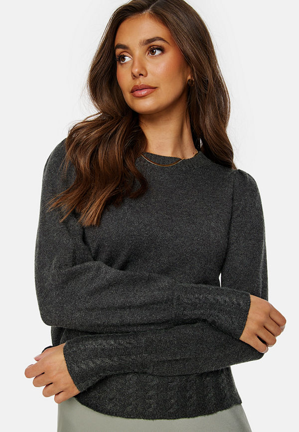 Only Katia LS Cable Cuff Knt Dark Grey Melange