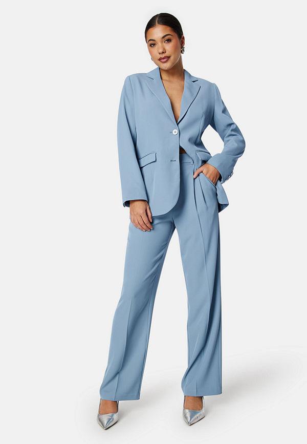 Bubbleroom byxor Denice Straight Leg Suit Pants Dusty blue