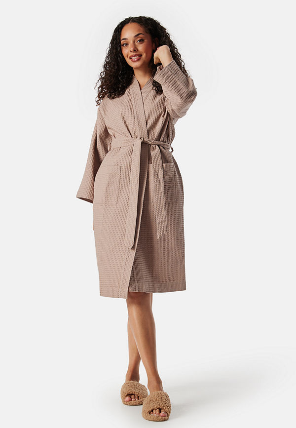 Bubbleroom Cotton Waffle Robe Light nougat