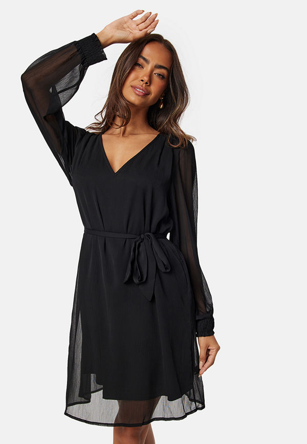 Vila Vifalia smock V-neck L/S dress Black