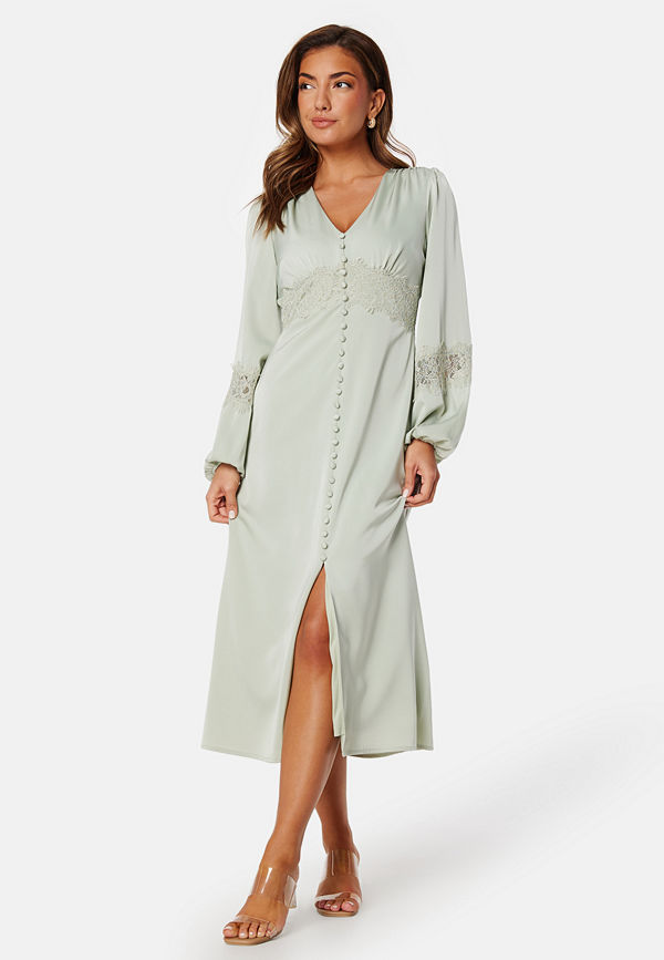 Bubbleroom Occasion Satin Midi Dress Dusty green