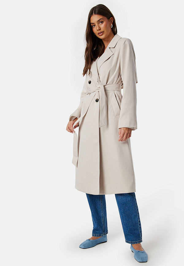 Pieces Pcscarlett LS Trenchcoat Silver Gray
