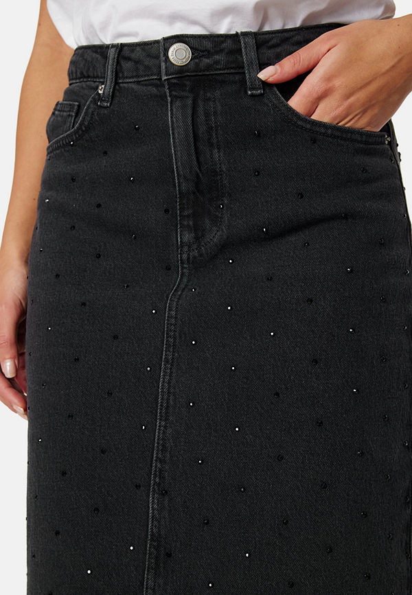 Vero Moda Vmtessa HR Maxi Denim Skirt Black Denim