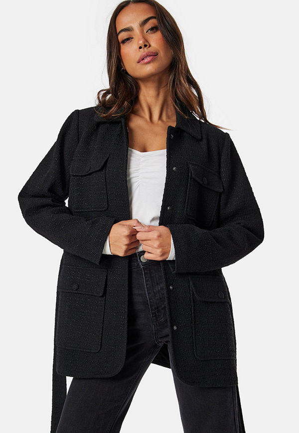 Happy Holly Bouclé Shacket Black