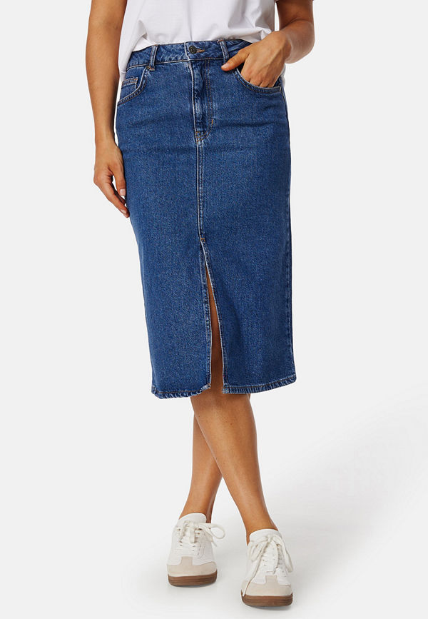 Object Collectors Item Objellen Midi Denim Skirt Medium Blue Denim