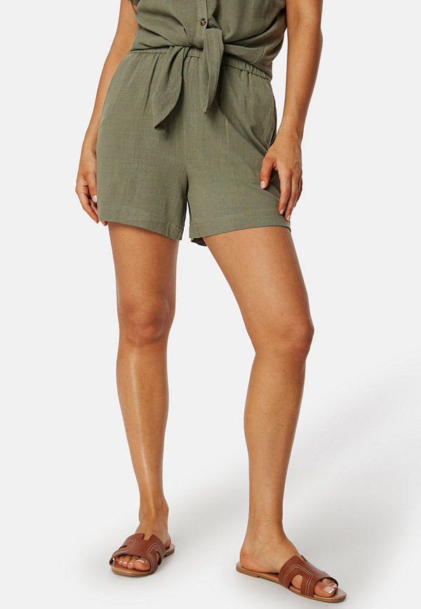 Pieces Pcvinsty HW Linen Shorts Deep Lichen Green