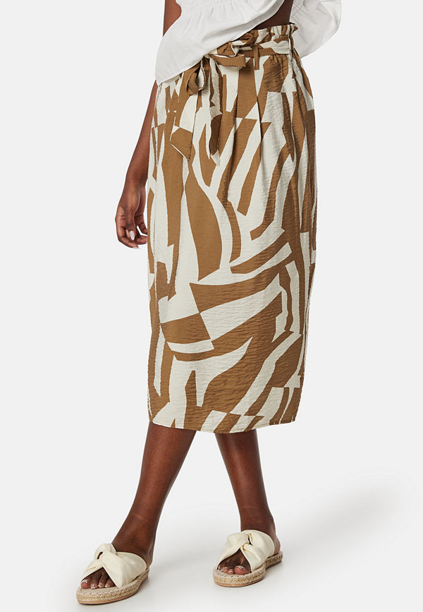 Vila Vidogma uma RW paperbag midi skirt Brown/Beige