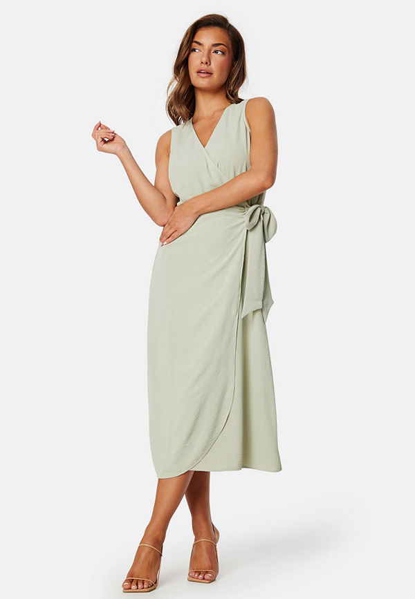 Bubbleroom Sleeveless Wrap Dress Dusty green