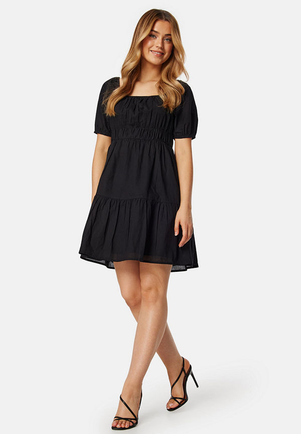 Bubbleroom Short Sleeve Cotton Dress Black