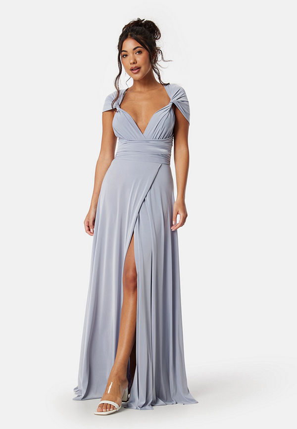 Goddiva Multi Tie Maxi Dress Split Light blue