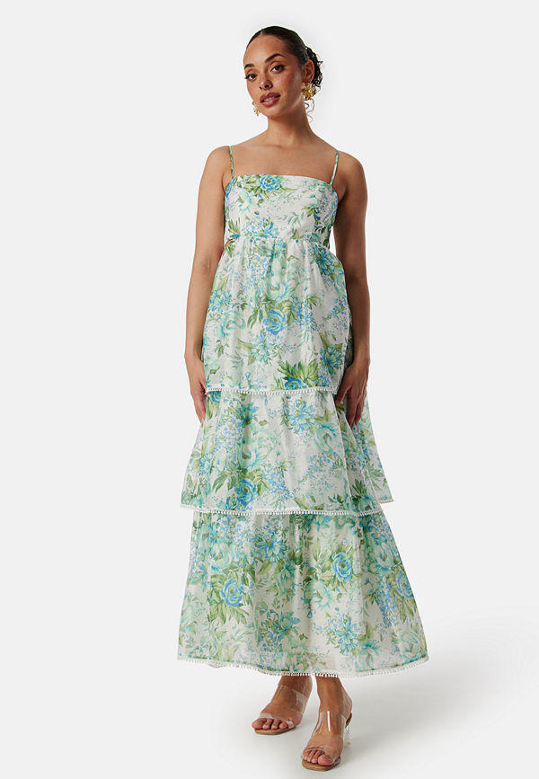 Forever New Shauna Scallop Trim Midi Dress Green/Floral