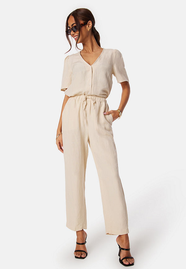 Bubbleroom byxor Linen Blend Pants Light beige