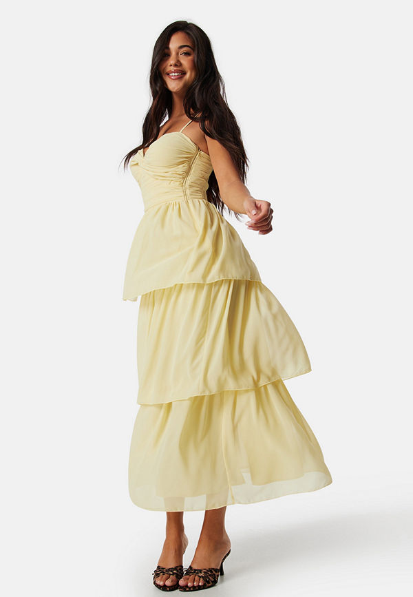 Bubbleroom Occasion Frill Strap Dress Light yellow