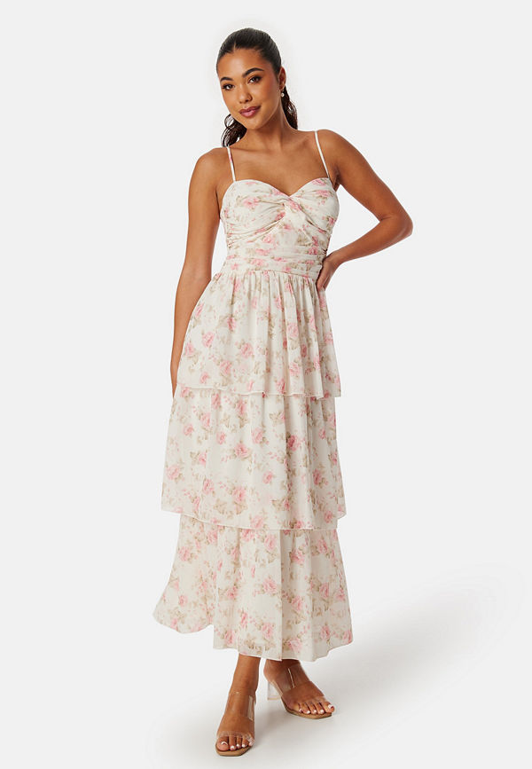 Bubbleroom Occasion Frill Strap Dress Pink/Floral